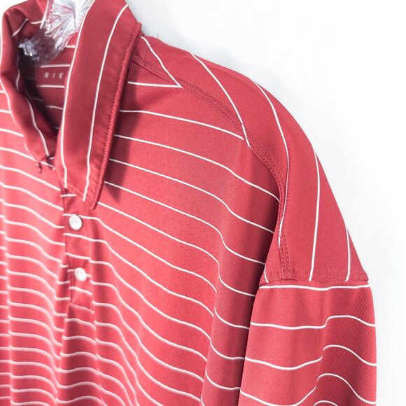 Nike Golf Ventilated Striped Active Polo Shirt Mens Large Red White 231584-642 - Picture 8 of 16
